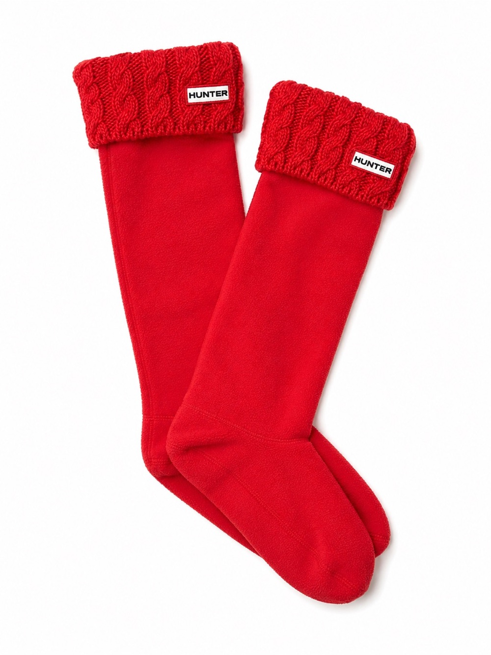 Hunter Cable Knit 6 Stitch Boot Liner Socks M 5-7 Red